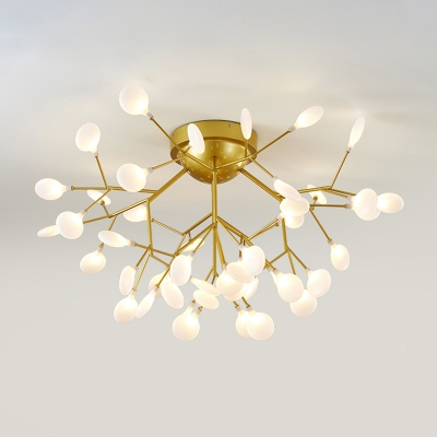 Branch LED Semi Flush Mount Simplicity Metal Living Room Close To Ceiling Chandelier