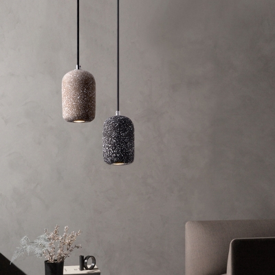 Capsule Shaped Hanging Lamp Nordic Style Cement Single Dining Room Ceiling Lighting
