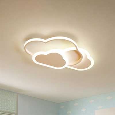 Cloud Shaped LED Flush Mount Light Fixture Kids Metal White Ceiling Mounted Light