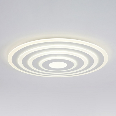 Concentric Round LED Ceiling Light Modern Acrylic White Flush Mount Light Fixture for Living Room