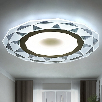 Diamond-Cut Ultrathin Flush Light Fixture Modern Acrylic Clear LED Flushmount Ceiling Lamp