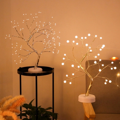 Firework USB Night Stand Light Simplicity Metal Living Room LED Tree Table Light