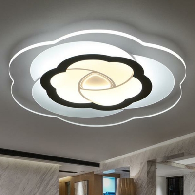 Flower LED Ceiling Mounted Fixture Modern Acrylic Clear Flush Mount Lighting for Living Room