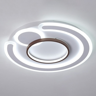 Geometry Family Room LED Flush Mount Acrylic Contemporary Ceiling Light in Coffee