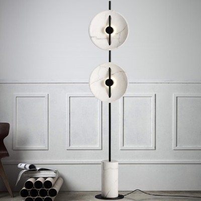 Novelty Postmodern Round Standing Floor Lamp Marble Lounge LED Floor Light in White