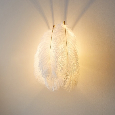 Shaded Feather Wall Lamp Modern 1 Head Wall Mounted Light Fixture for Living Room