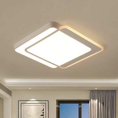 Simple Style Geometrical Ceiling Lamp Acrylic Living Room LED Flush Mount Fixture in White