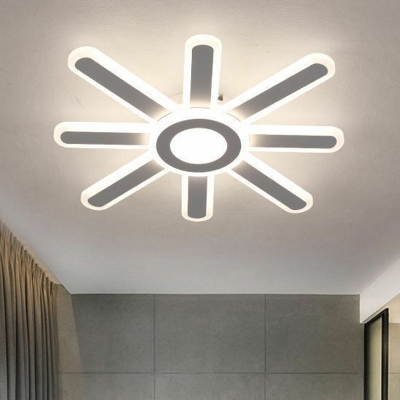 Sunburst LED Flushmount Ceiling Lamp Minimalistic Acrylic White Semi Flush Light for Bedroom