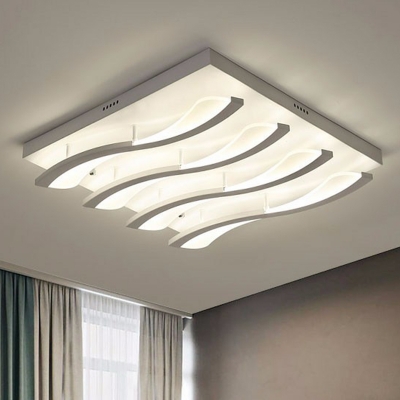 Twist LED Flush Mount Ceiling Lighting Fixture Modern Acrylic White Semi Flush Light