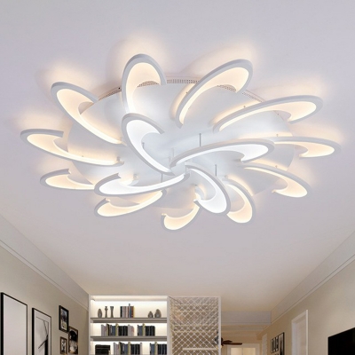White Swirl LED Semi Mount Lighting Modern Style Metal Flush Mount Ceiling Light