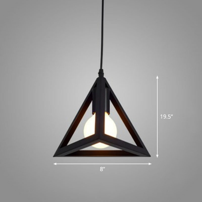 1 Bulb Geometrical Cage Style Drop Pendant Industrial Black Iron Suspension Light over Table