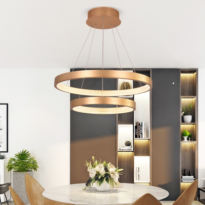 Acrylic Layered Ring Chandelier Lighting Simplicity Gold LED Pendant Light Fixture