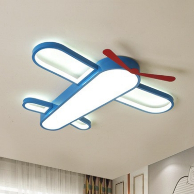 Aircraft Flush Light Contemporary Acrylic Blue LED Flush Ceiling Light Fixture for Kindergarten