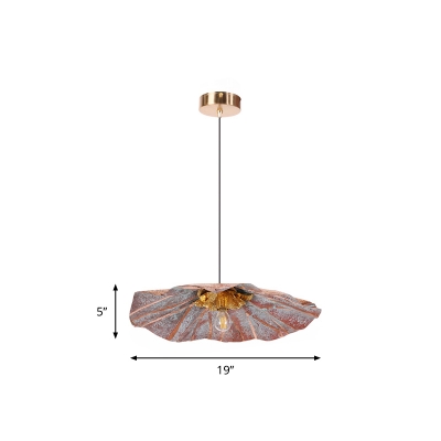 Antiqued Brass Lotus Pendant Lamp South-East Asia Metal 1-Light Restaurant Hanging Light