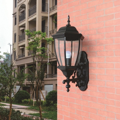 Bell Shaped Outdoor Wall Light Fixture Antique Clear Glass 1-Light Sconce Lighting Fixture