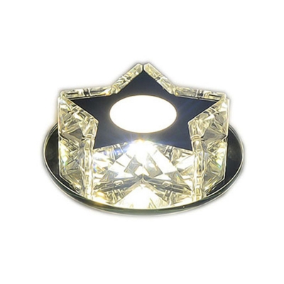 Beveled Cut Crystal Star Flushmount Minimalist Clear LED Recessed Flush Mount Ceiling Light
