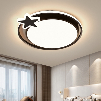 Black and White Geometric LED Flush Mount Modern Acrylic Flushmount Ceiling Light