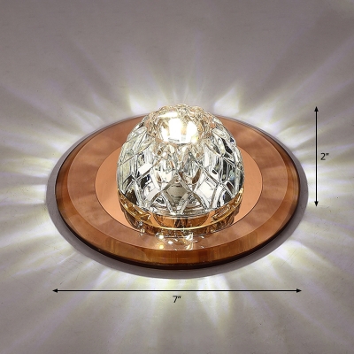 Bowl Shaped Beveled Crystal Ceiling Mount Lamp Modern LED Flush Mount Fixture for Foyer