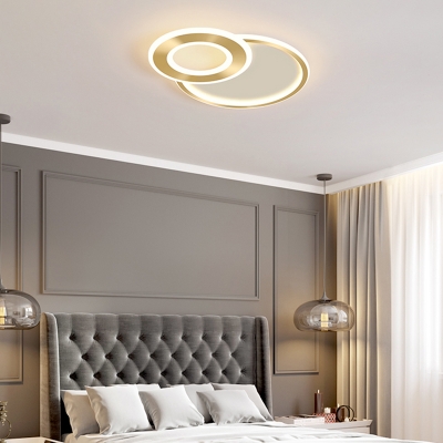 Circle Metallic Flush Mount Lighting Minimalist Gold LED Flush Mount for Kids Bedroom