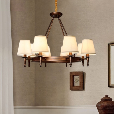 Classic Conical Chandelier Lighting Fabric Ceiling Suspension Lamp for Guest Room