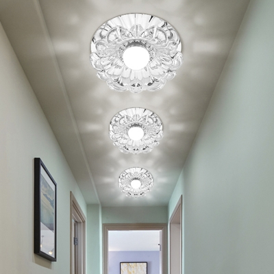 Flower Aisle Spotlight Ceiling Lamp Crystal Minimalist LED Flush Mounted Light in Clear