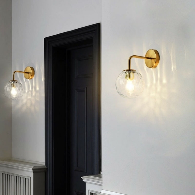 Global Bedside Wall Lighting Ideas Clear Ripple Glass Single Modern Wall Mounted Lamp