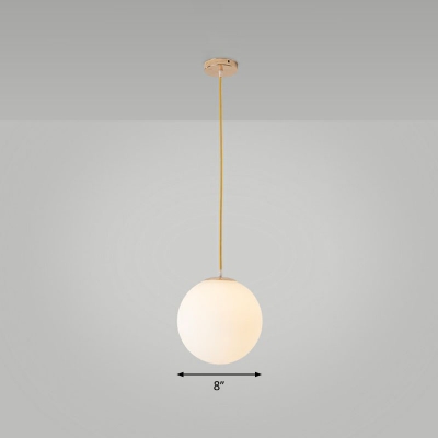 Globe Dining Room Suspension Light White Glass Single Simplicity Hanging Pendant