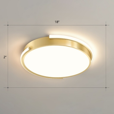 Gold Ultra-Thin Led Flush Mount Fixture Simple Metal Ceiling Light with Acrylic Diffuser for Corridor