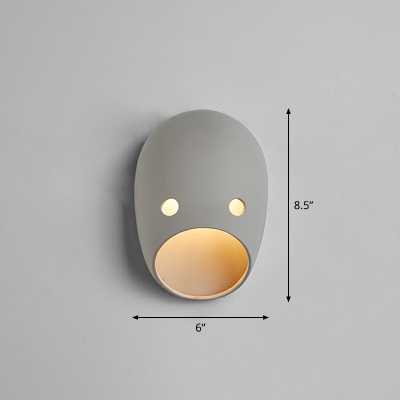 Grey Mask Shape Wall Light Artistic Novelty Resin LED Sconce Light Fixture for Foyer