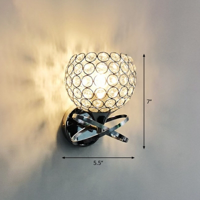 Hollowed-out Dome Wall Light Contemporary Crystal 1 Head Wall Mounted Lamp for Corridor