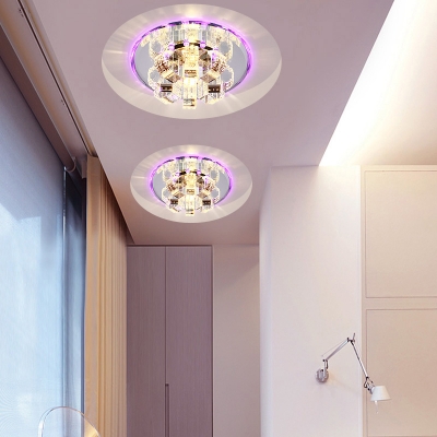 Mini Crystal Flush Ceiling Light Modern LED Clear Flushmount Lighting for Living Room