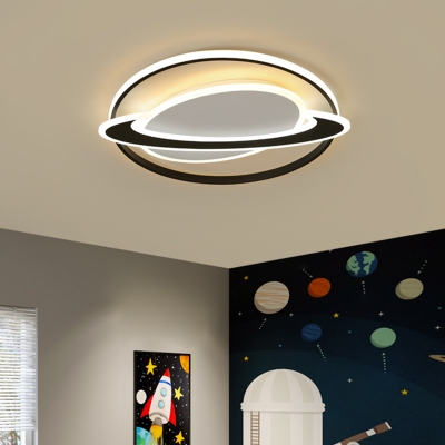 Minimalist Planet LED Flush Mount Acrylic Bedroom Flushmount Ceiling Light in Black and White