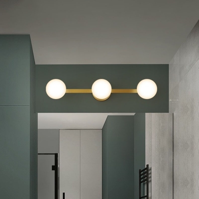 Modern Style Modo Shape LED Vanity Light Opal Glass Bathroom Sconce Wall Light in Gold