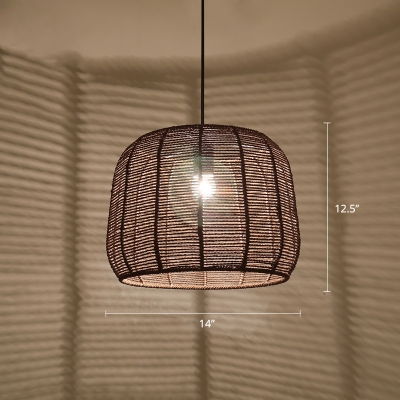 Nordic Style Handcrafted Ceiling Lighting Hemp Rope 1 Bulb Restaurant Hanging Lamp