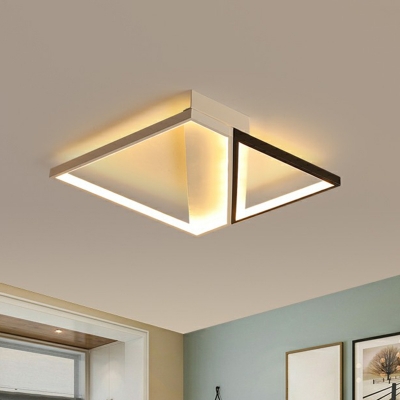 Rectangle LED Flush Ceiling Light Fixture Simplicity Metal Black and White Flush Light for Living Room