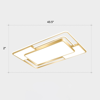 Rectangle Shape Acrylic Flush Mount Lighting Minimalist Gold LED Flush Mount Fixture