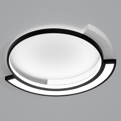 Ring LED Flush Mount Modern Acrylic Living Room Flushmount Ceiling Light in Black and White