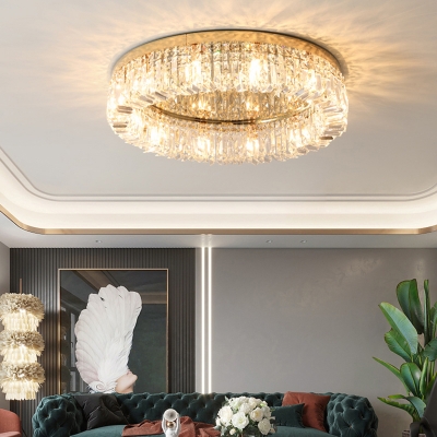 Round Living Room Ceiling Mounted Light K9 Crystal Simplicity Flush Light Fixture