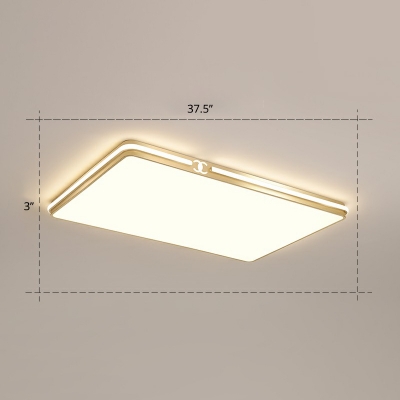 Simple Style LED Ceiling Light Gold Rectangular Flush-Mount Light Fixture with Acrylic Shade
