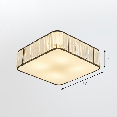 Simplicity Geometric Flush Mount Lighting Crystal Bedroom Ceiling Light Fixture in Black