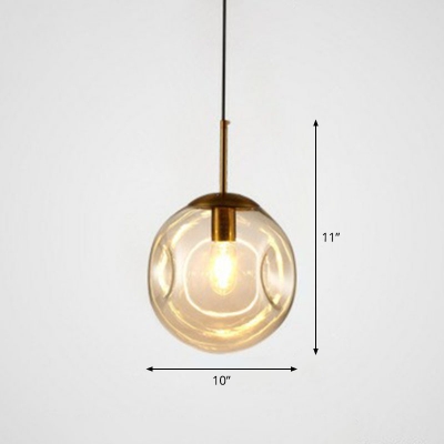 Spherical Dimple Glass Pendant Lamp Minimalistic 1 Lights Ceiling Hang Light for Restaurant