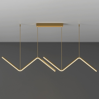 Zigzag LED Pendant Ceiling Lamp Minimalist Metallic Island Light for Dining Room