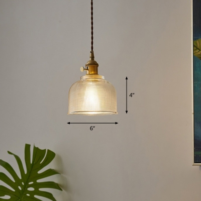 Bell Clear Prismatic Glass Pendant Light Antique 1-Light Restaurant Hanging Light Fixture