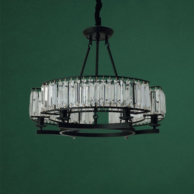 Circular Crystal Block Suspension Light Vintage Dining Room Chandelier Lighting Fixture