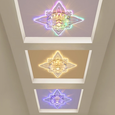 Crystal Petals LED Flushmount Lighting Modernism Clear Flush Ceiling Light for Corridor