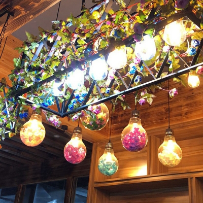 Decorative Flower Light Bulb Pendant 1-Light Clear Glass Hanging Ceiling Light for Bar