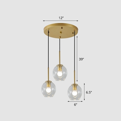 Dimpled Glass Cup Cluster Pendant Lighting Nordic Style Hanging Light for Dining Room