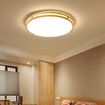 Disc Shaped Acrylic Flushmount Light Nordic LED Wood Flush Mount Ceiling Fixture for Bedroom