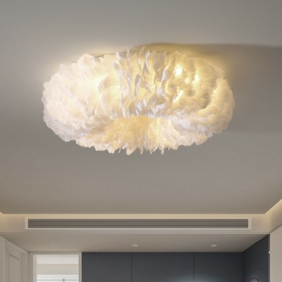 Doughnut Shaped LED Flush Mount Nordic Style White Flushmount Ceiling Light for Girls Bedroom