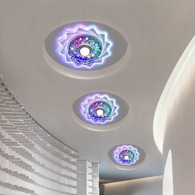 Floral Aisle Flush Mount Ceiling Light Clear Crystal LED Modern Flush-Mount Light Fixture